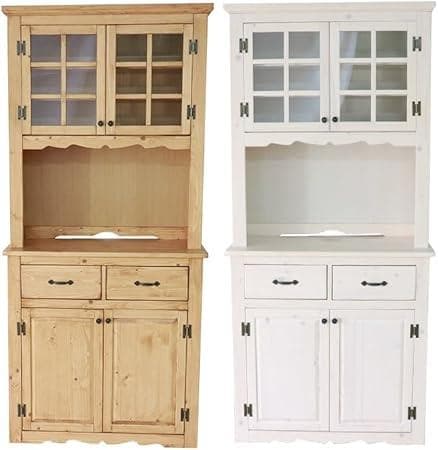 カントリー調 食器棚 90センチ幅 レンジボード ホワイト 北欧風