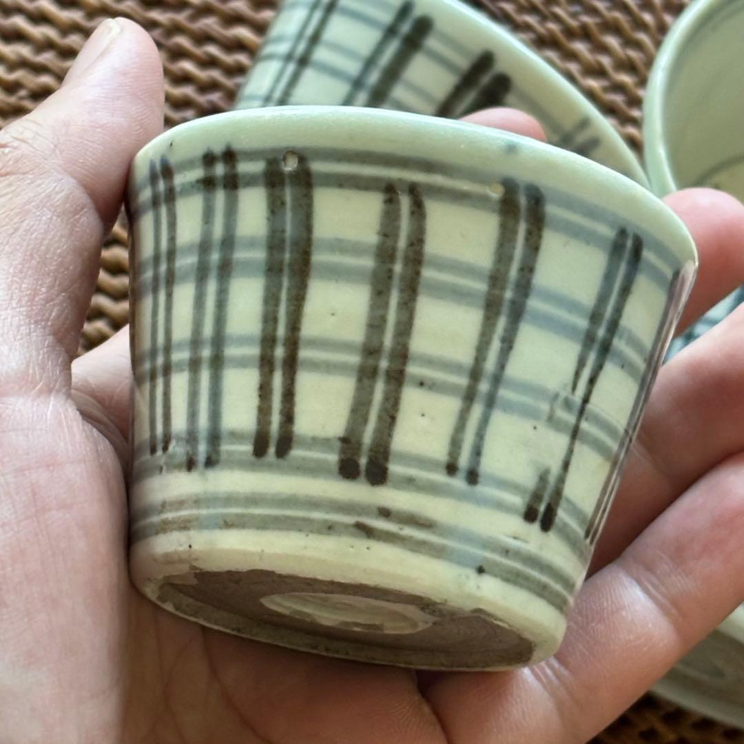 猪口　蕎麦猪口　幕末　格子文　井桁文　5客セット