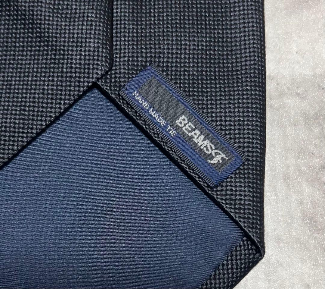 BEAMS F ネクタイ ソリッド ブラック 肉厚