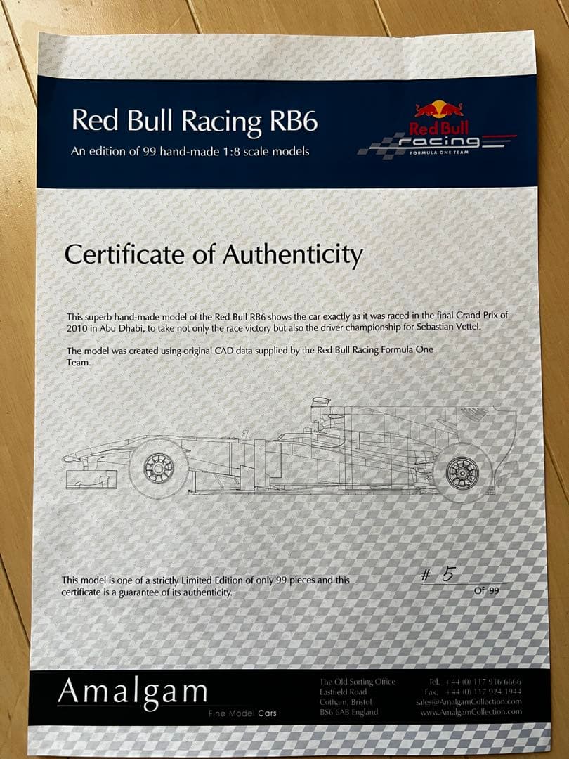 美品 アマルガム 1/8 レッドブル RB6 2010 アブダビGP ベッテル