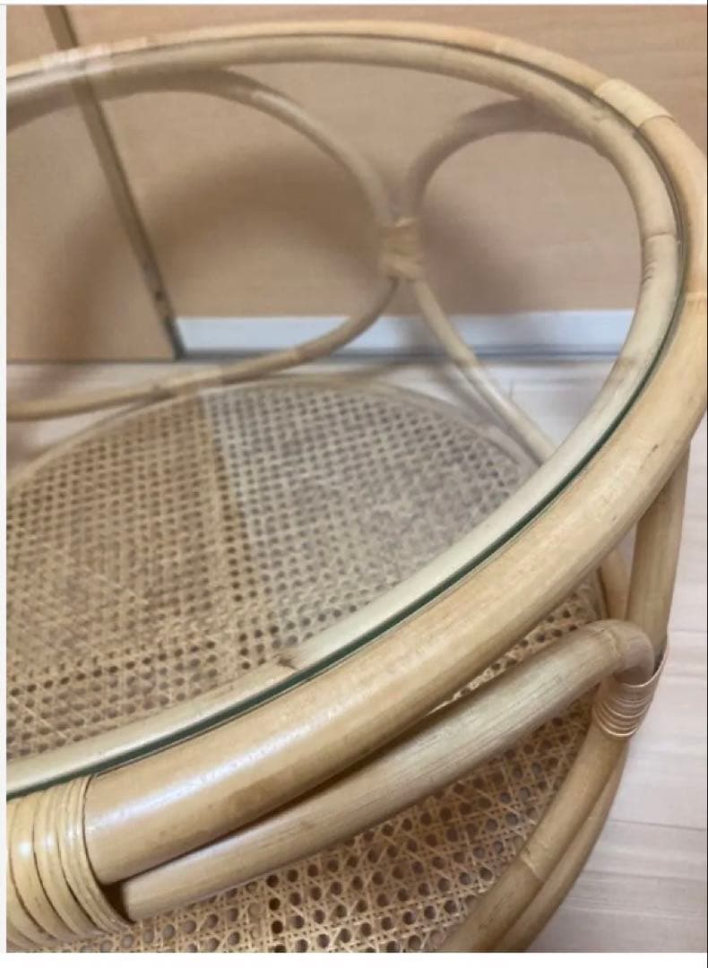 unico ウニコ　WEAVA センターテーブル ナチュラル　ラタン　ガラス