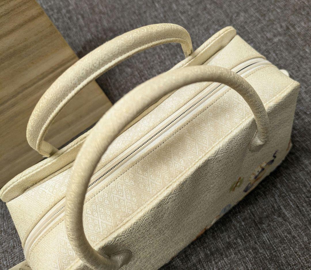最終お値下げ！名門【逸品】長艸刺繍　手刺繍利休バッグ　和装　正絹　桐箱入り作家物