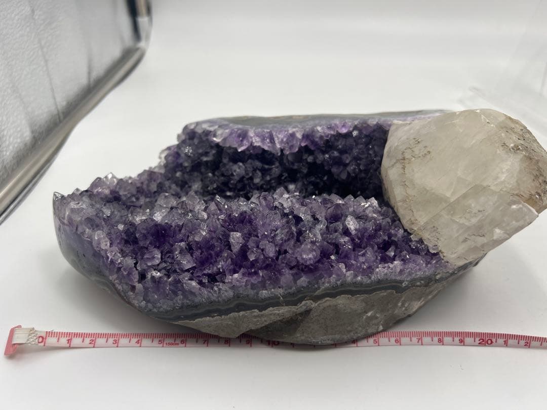 【極大・希少】アメジスト 原石 3.1kg カルサイト共生 クラスター 浄化