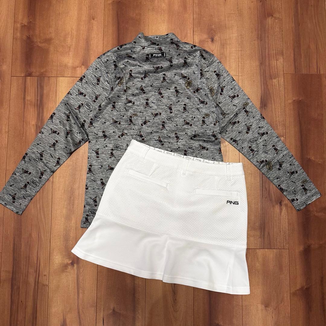 長袖　モックネック　ダンボールスカート　上下セット　ハイネック　インナー　春夏