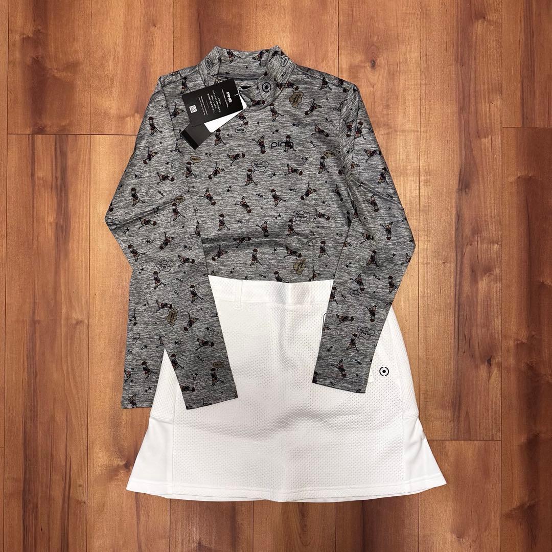 長袖　モックネック　ダンボールスカート　上下セット　ハイネック　インナー　春夏