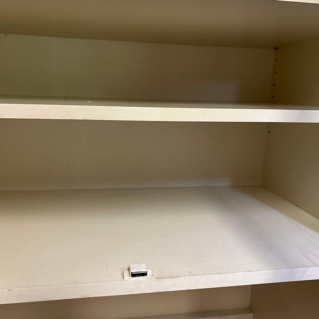 ホワイト 食器棚 二段式 ガラス扉