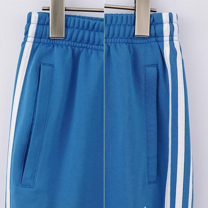adidas アディダス トラックパンツ 古着 刺繍 L 青 白 12748