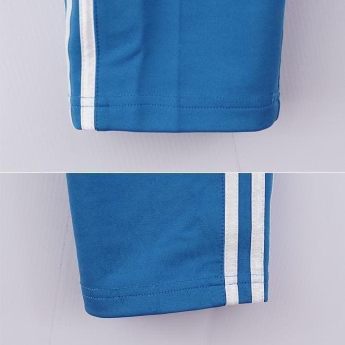 adidas アディダス トラックパンツ 古着 刺繍 L 青 白 12748