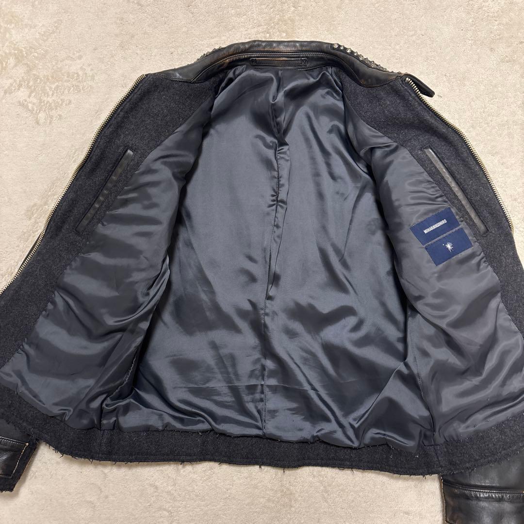 archive ミハラヤスヒロ スタッズ　ホースレザージャケット　ダメージ加工