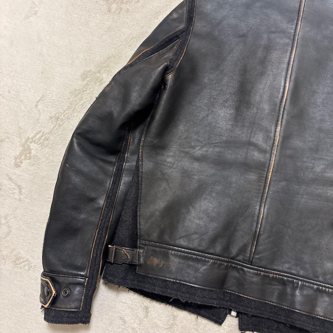 archive ミハラヤスヒロ スタッズ　ホースレザージャケット　ダメージ加工