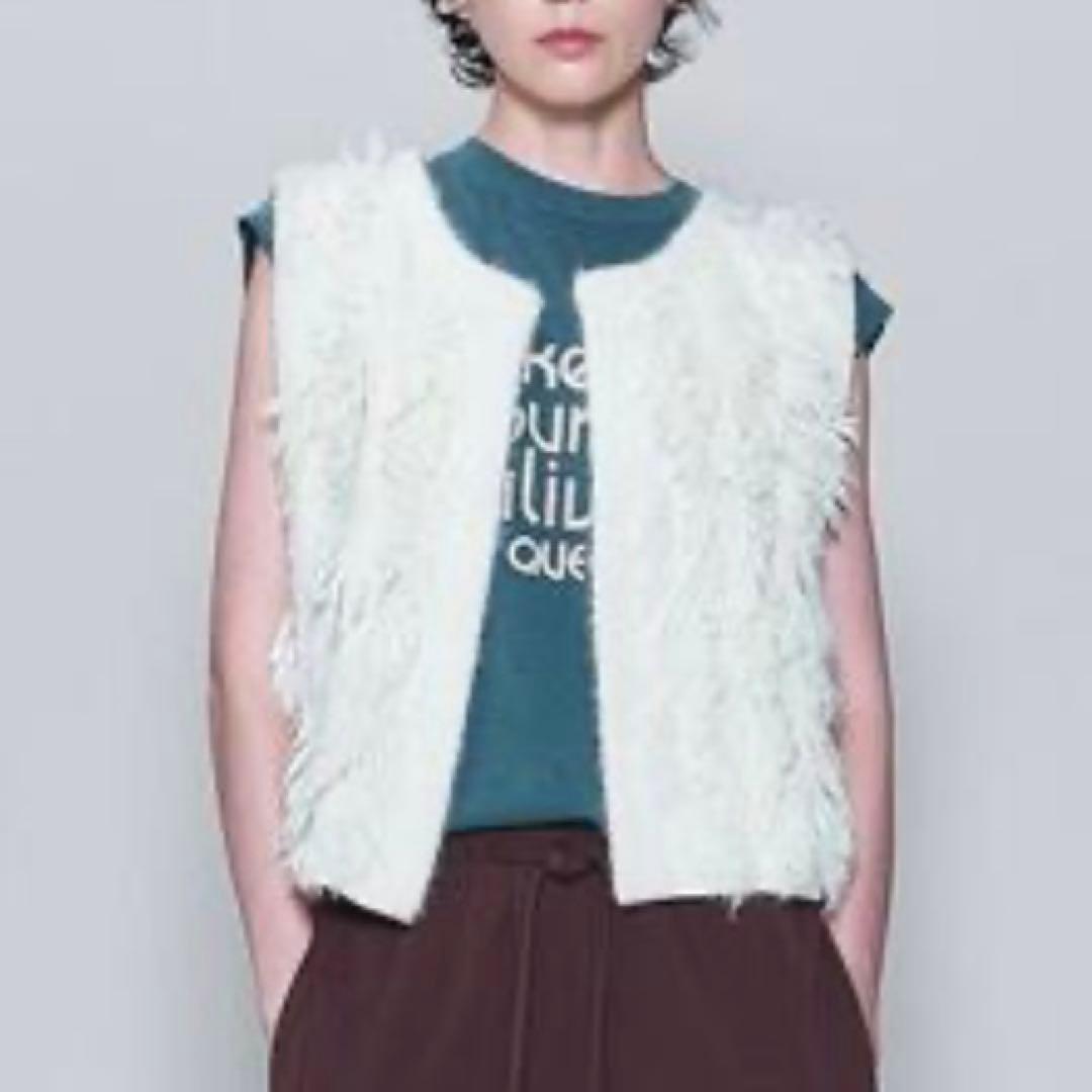 6(ROKU) フリンジジャカード ベスト　ライム