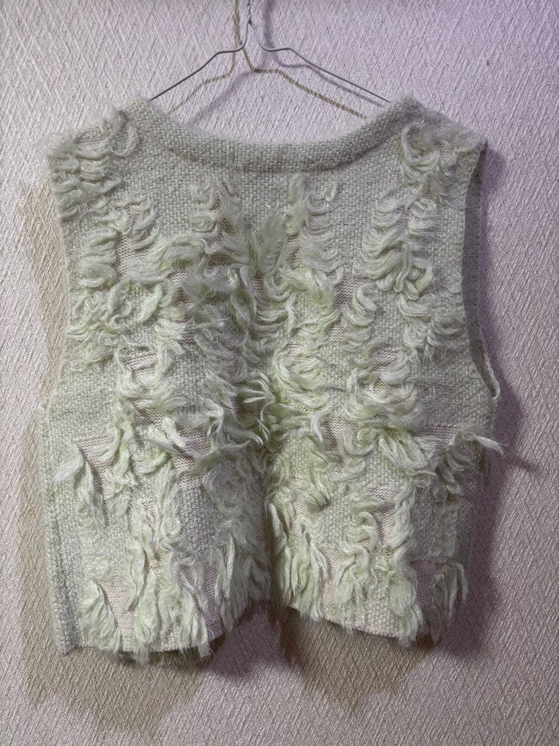 6(ROKU) フリンジジャカード ベスト　ライム