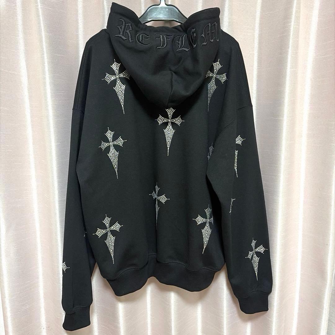 『REFLEM/レフレム』クロス総柄ラインストーンZIPパーカー