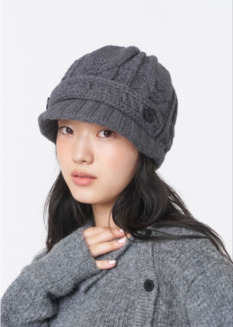帽子 miseki seoul Cable knit beret GREY