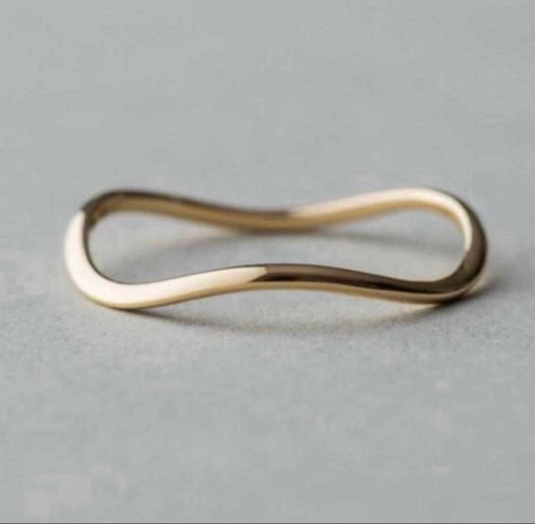 ete K10 YG 【現行品】レイヤード ウェーヴ リング 17号