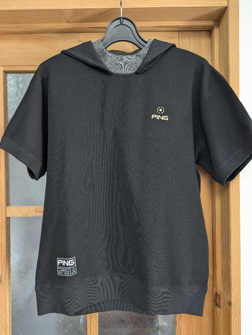 【美品】PING ピン　レディース 半袖 ニットパーカー LL ブラック