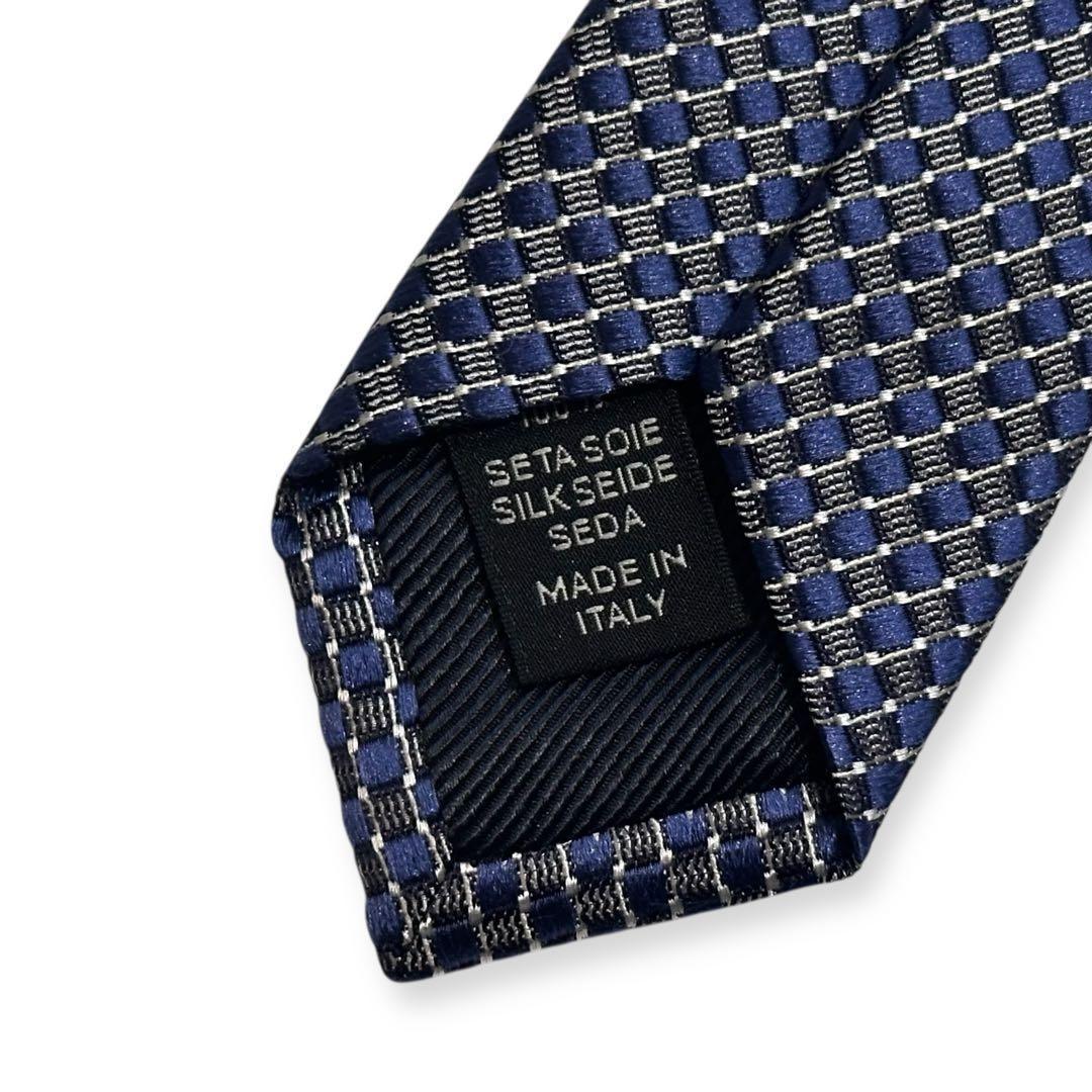 美品✨エルメネジルドゼニア　ネクタイ　光沢感　ネイビー　ソリッド系　【A】