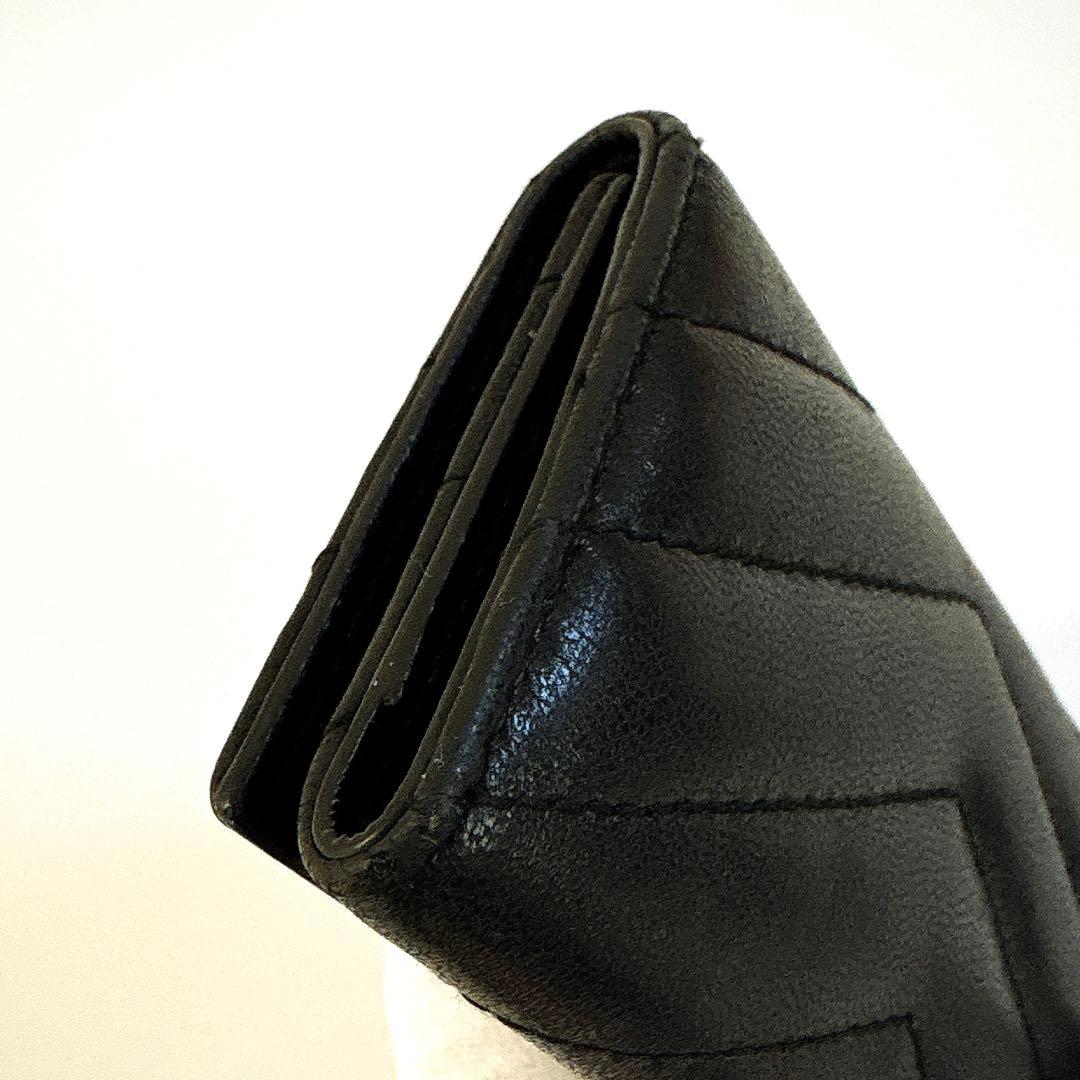 サンローラン カサンドラ マトラッセ ラムスキン 4連キーケース ブラック