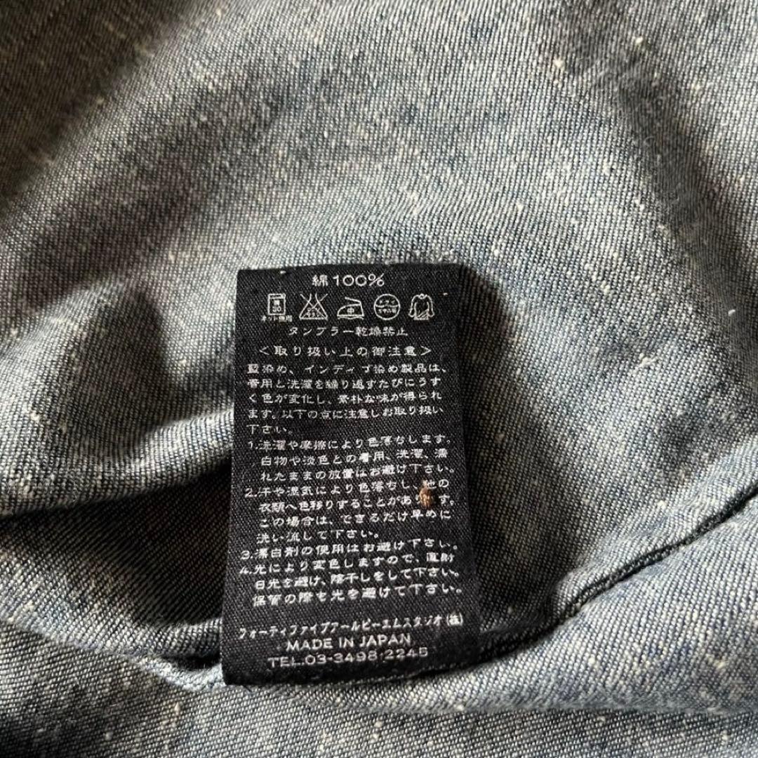45R 人気 デニム インディゴ染め シャツ ネップ R刺繍 S 45rpm