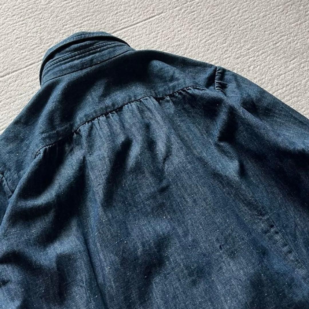 45R 人気 デニム インディゴ染め シャツ ネップ R刺繍 S 45rpm