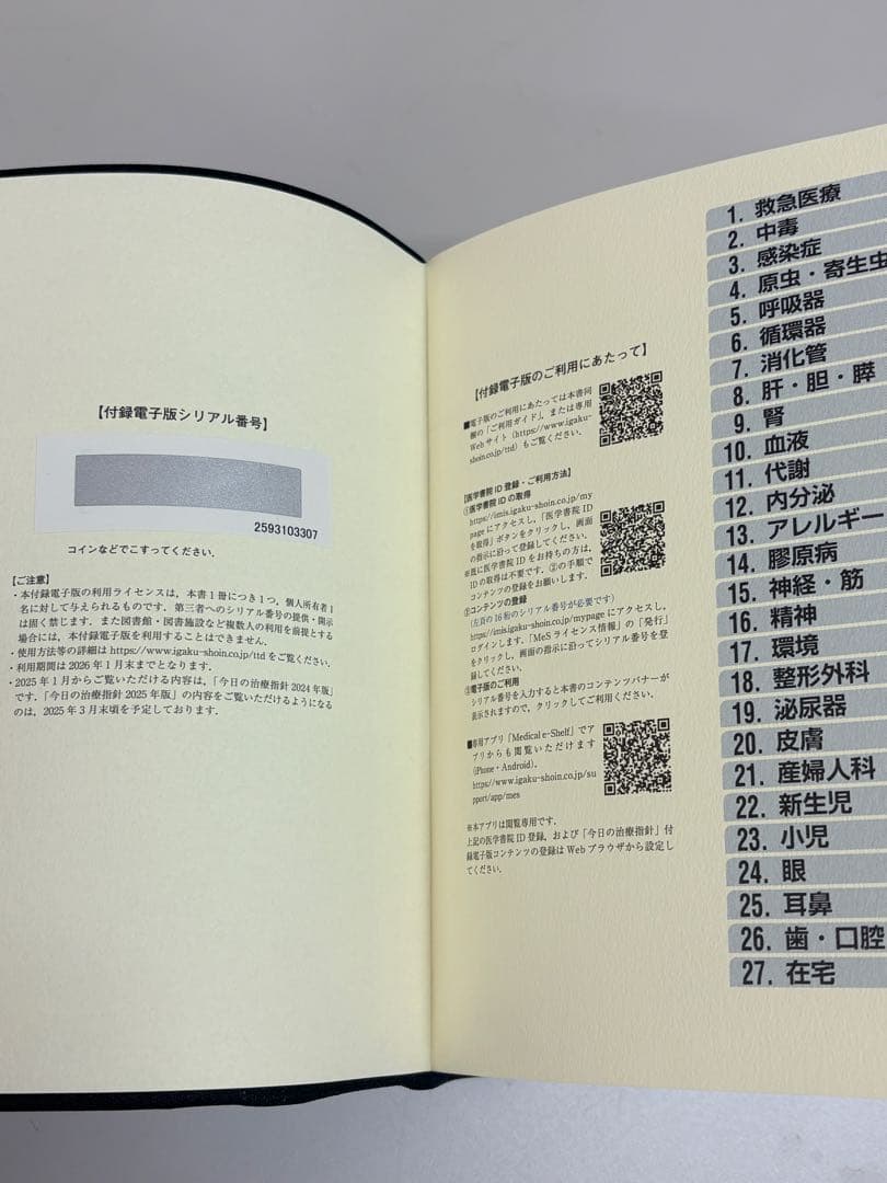 【コード未使用】 今日の治療指針　私はこう治療している 2025 ポケット版