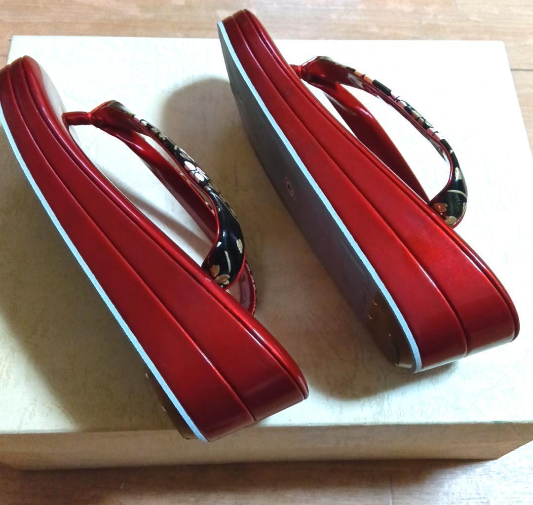 草履バッグセット　成人式　和装　赤系　花柄　箱付き