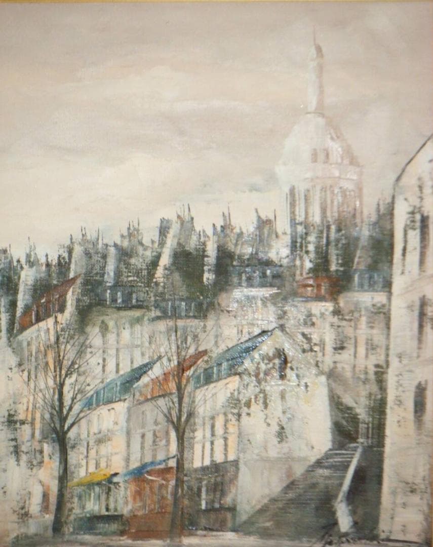 【真作】絵画　松下泰三　油彩3号　パリ1980　中尾不二夫に師事　逸品　T20