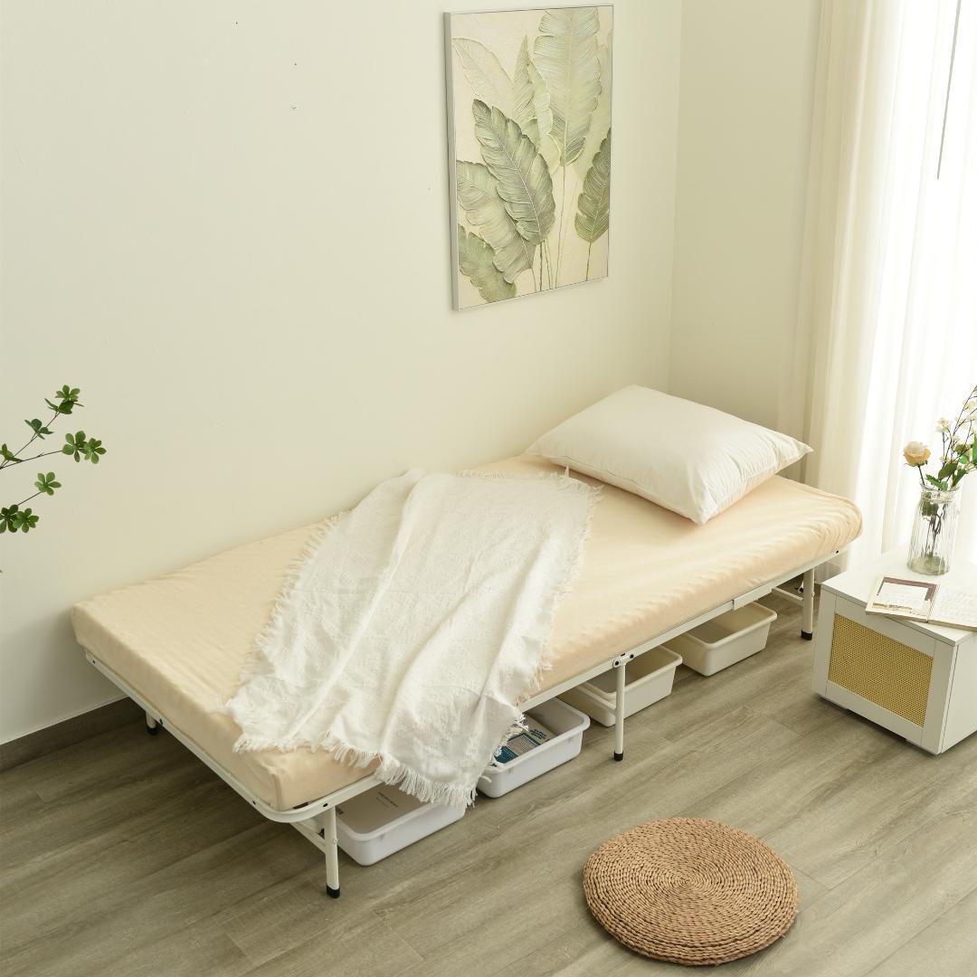 超人気！パイプベッド 折りたたみベッド シングル 単身赴任 新生活 White