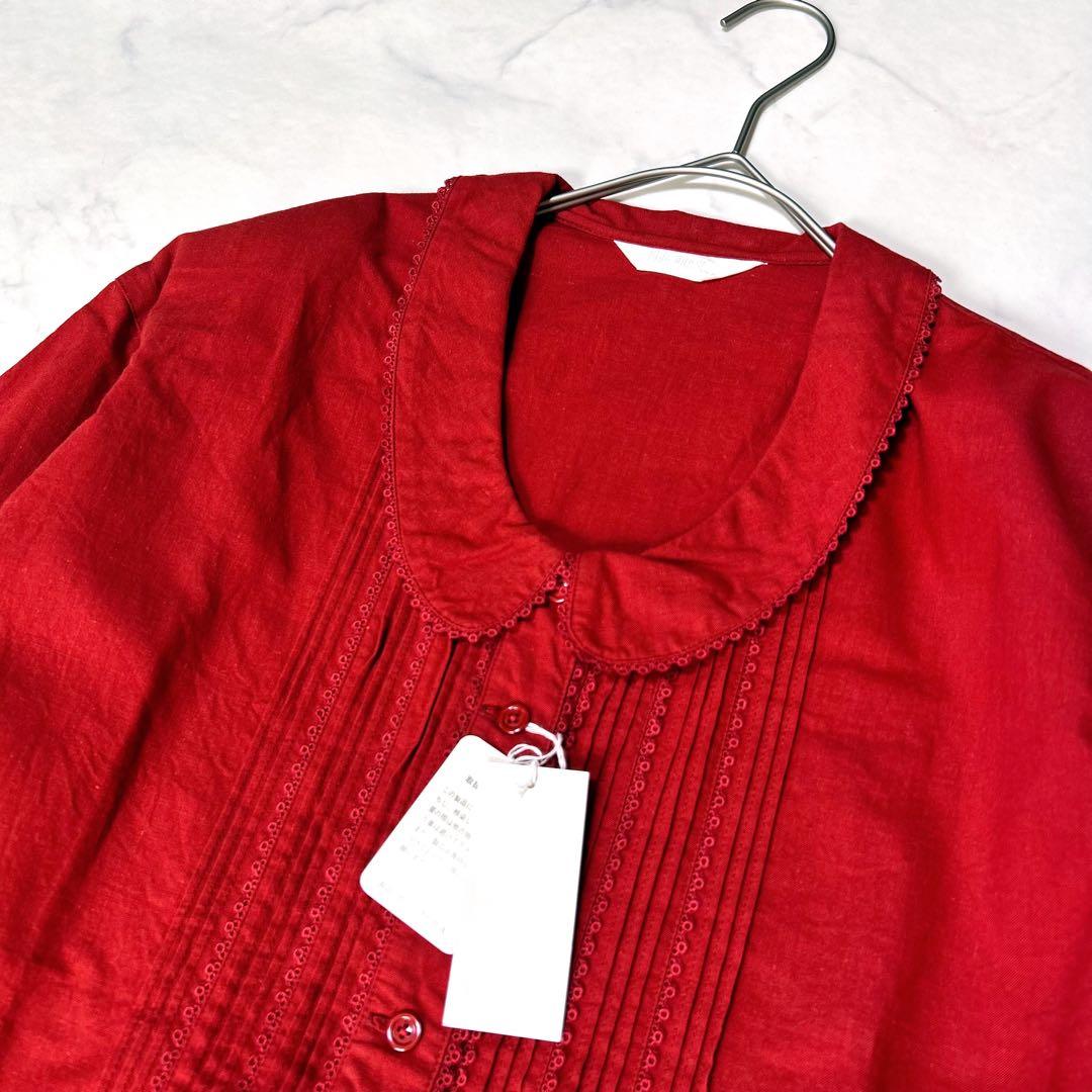 美品ピンクハウスPINK HOUSE ピンタック フリルブラウス 丸襟 レース