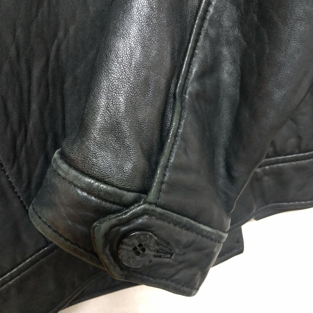 レザー トラッカージャケット短丈 衿付 肉厚ヴィンテージ Y2K