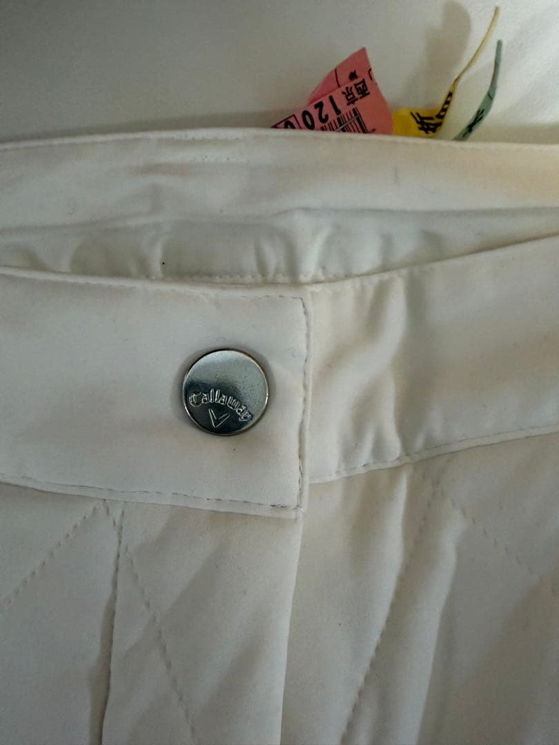 キルティング ゴルフパンツ　キャロウェイ　防風　防寒　ダウン　ホワイト　白　中綿