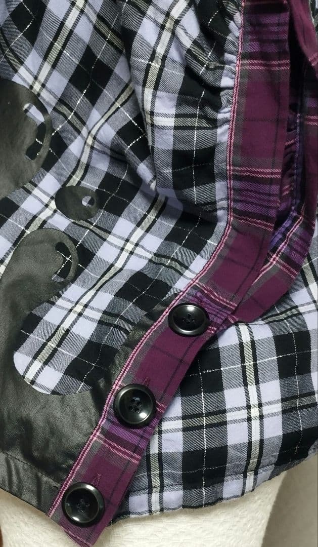 PUTUMAYO　耳付きフードポンチョ（ブラック×パープル×シルバー）