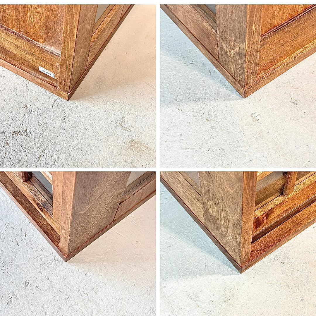 キャビネット　天然木　樺材　オイル仕上げ　ガラス　レトロ　水屋箪笥