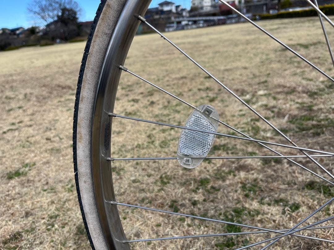 BRIDGESTONE シティサイクル 赤 前カゴ付き　27インチ