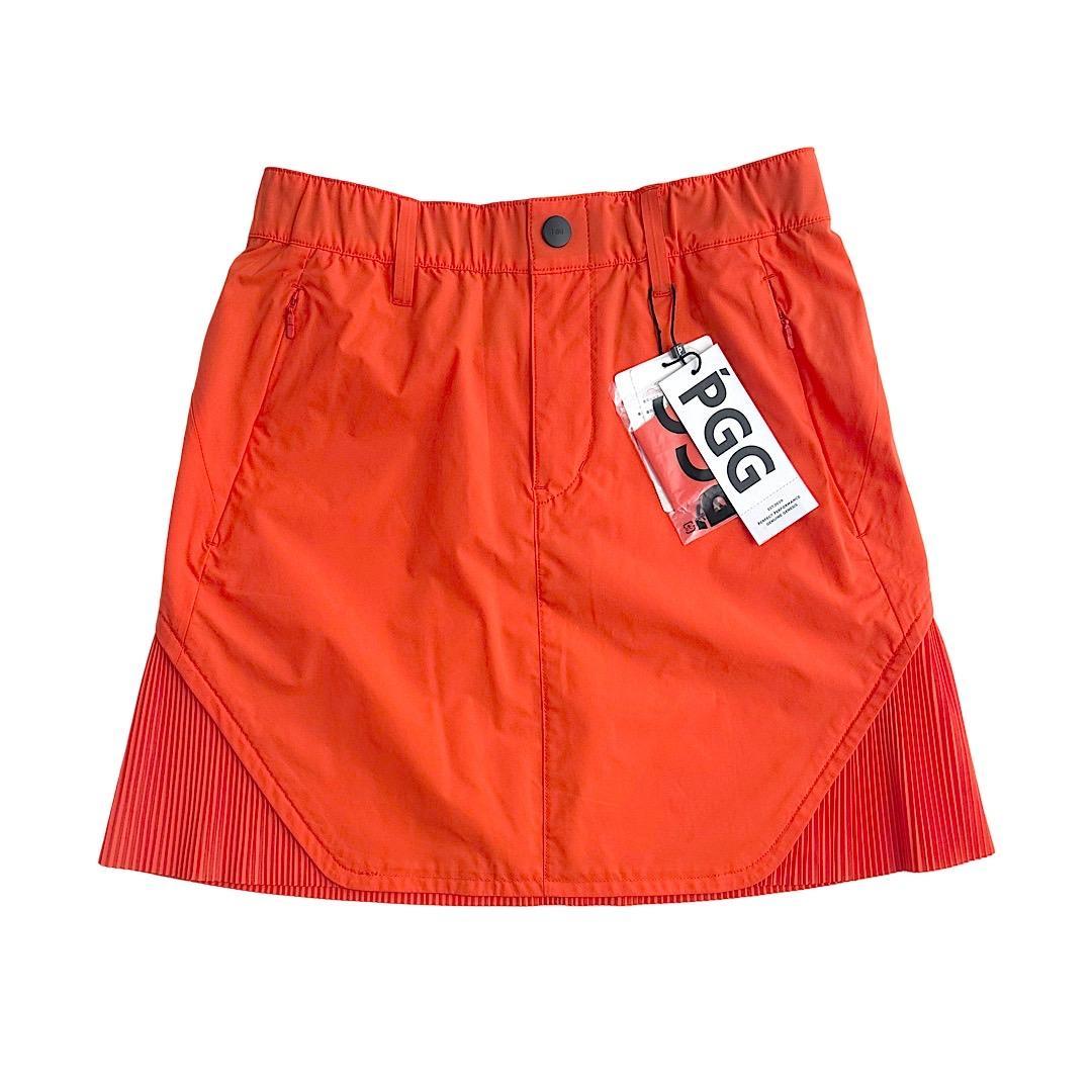 287 PGG 新品タグ付き バックプリーツ スカート オレンジ サイズ00