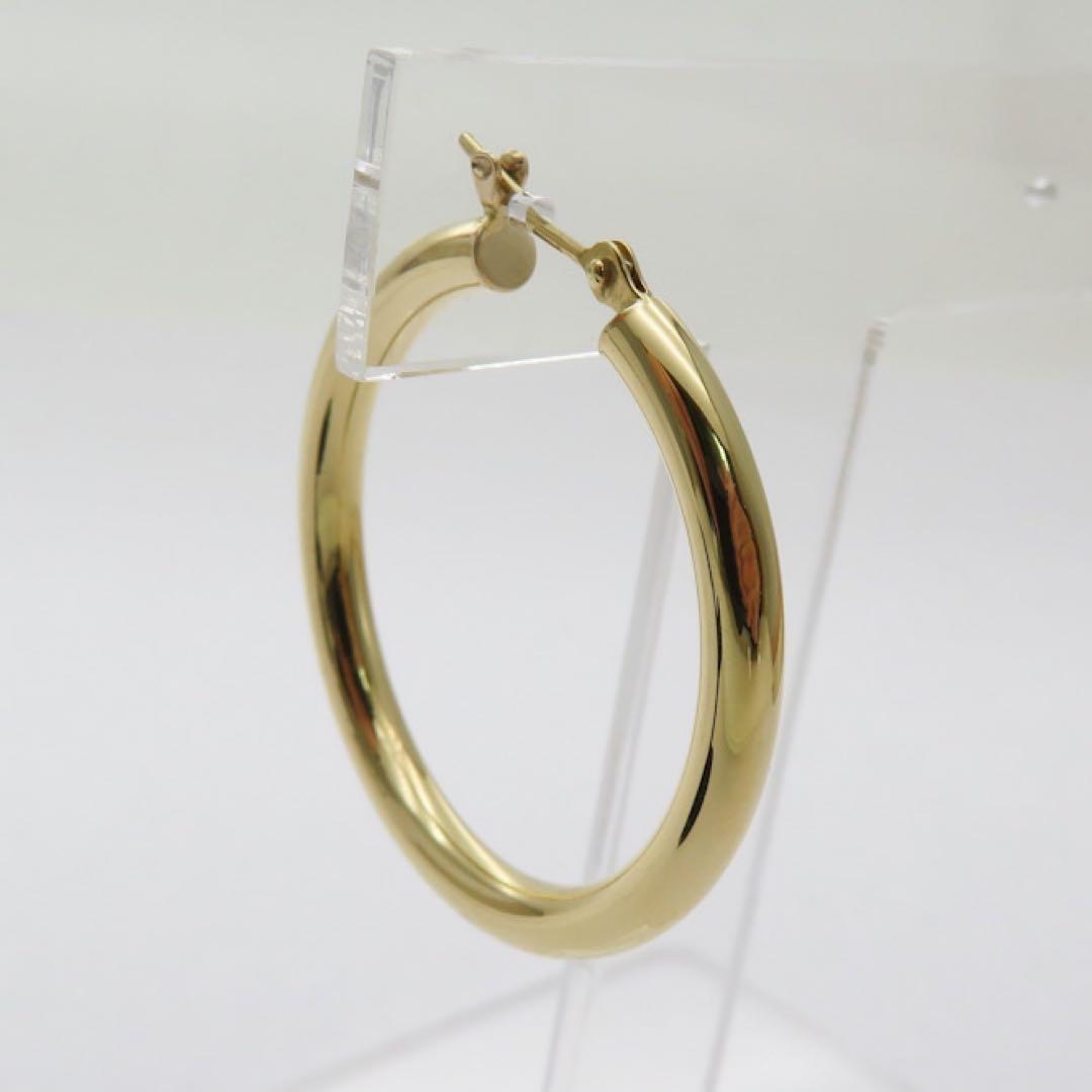 K18YG 18金 フープピアス 幅3mm 外径30mm イエローゴールド　片耳