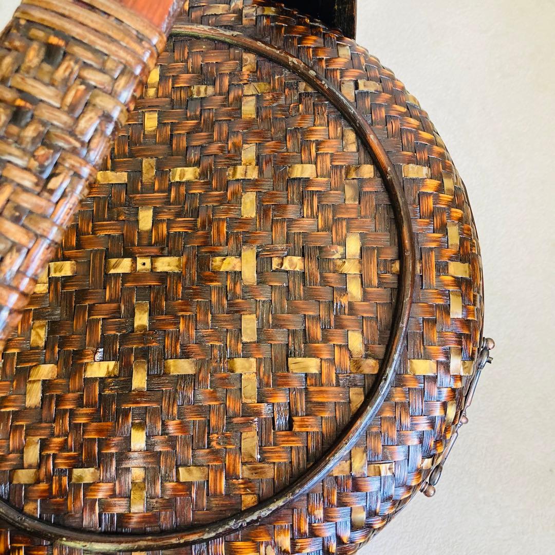 竹編み籠☆特大★茶籠☆煎茶 飾り 堤藍 三段籠 中国 農具　 　自然竹バスケット