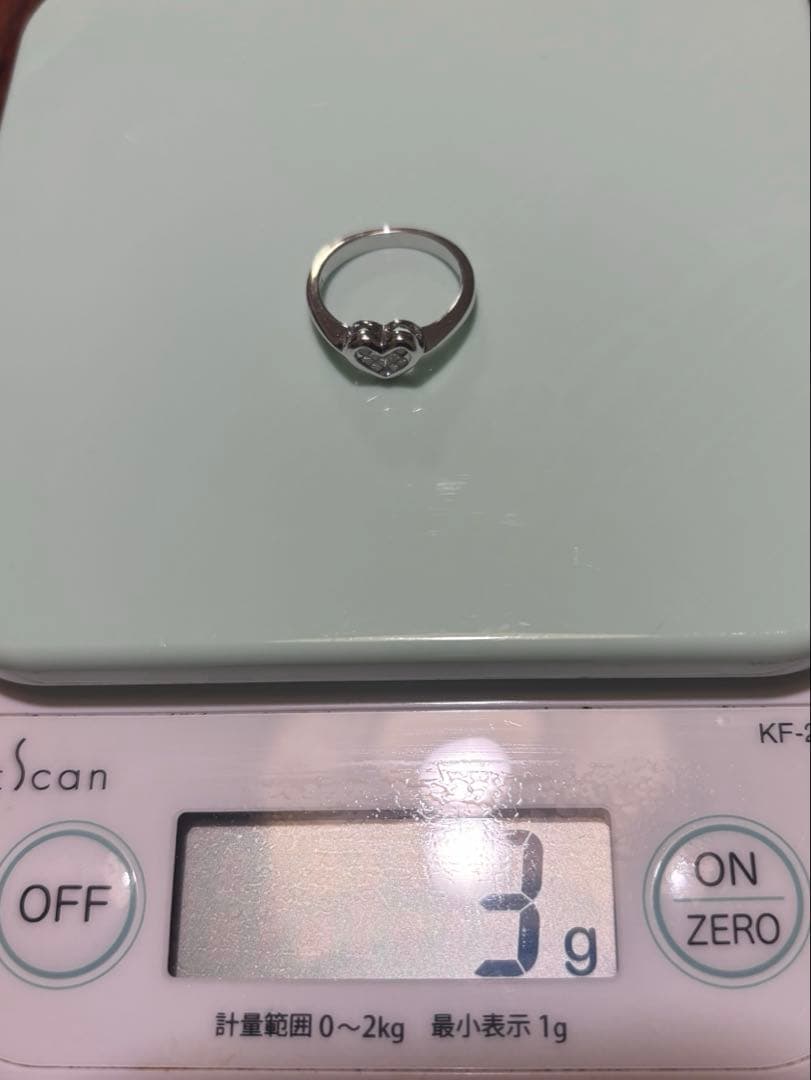 【週末SALE】K18WG 透明石ハートリング　11号　総重量約3g