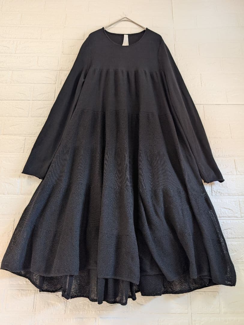 美品 Merlette マーレット ティアード ニットワンピース ブラック XS