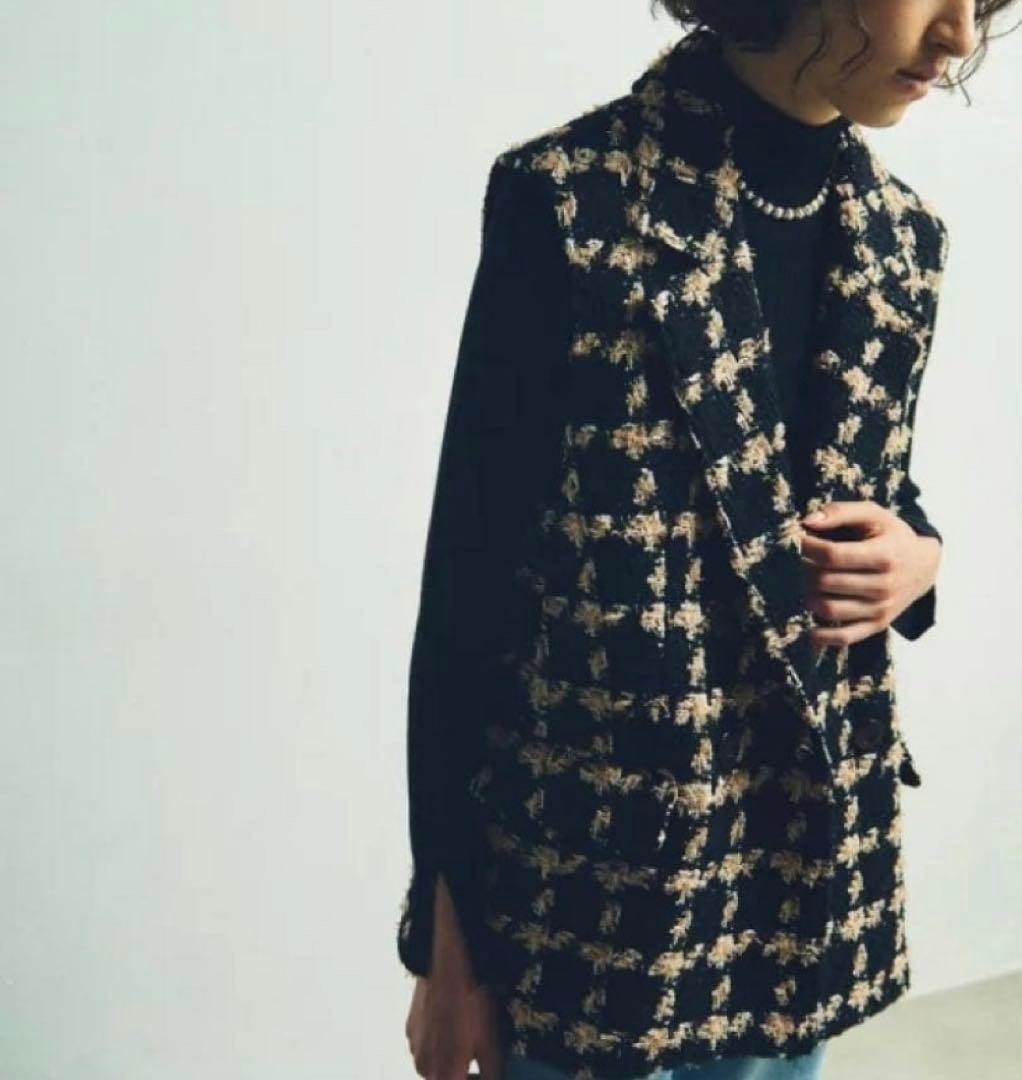 新品[グレースコンチネンタル　25AW フェザーチェックツイードジレ　36