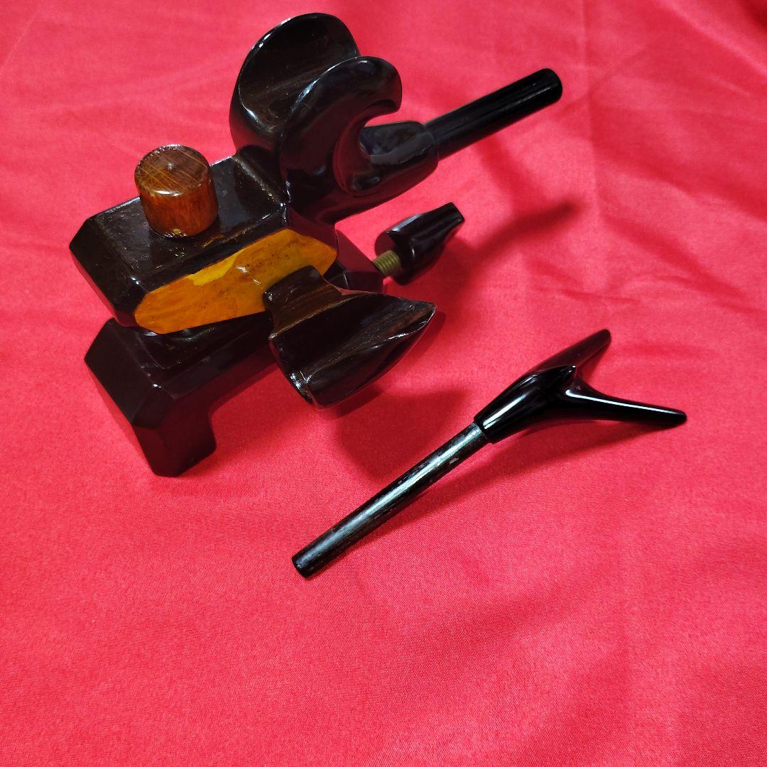 ヘラブナ万力★黒檀欅大砲型万力☆竿枕☆竿置き部左右変更可能です★166