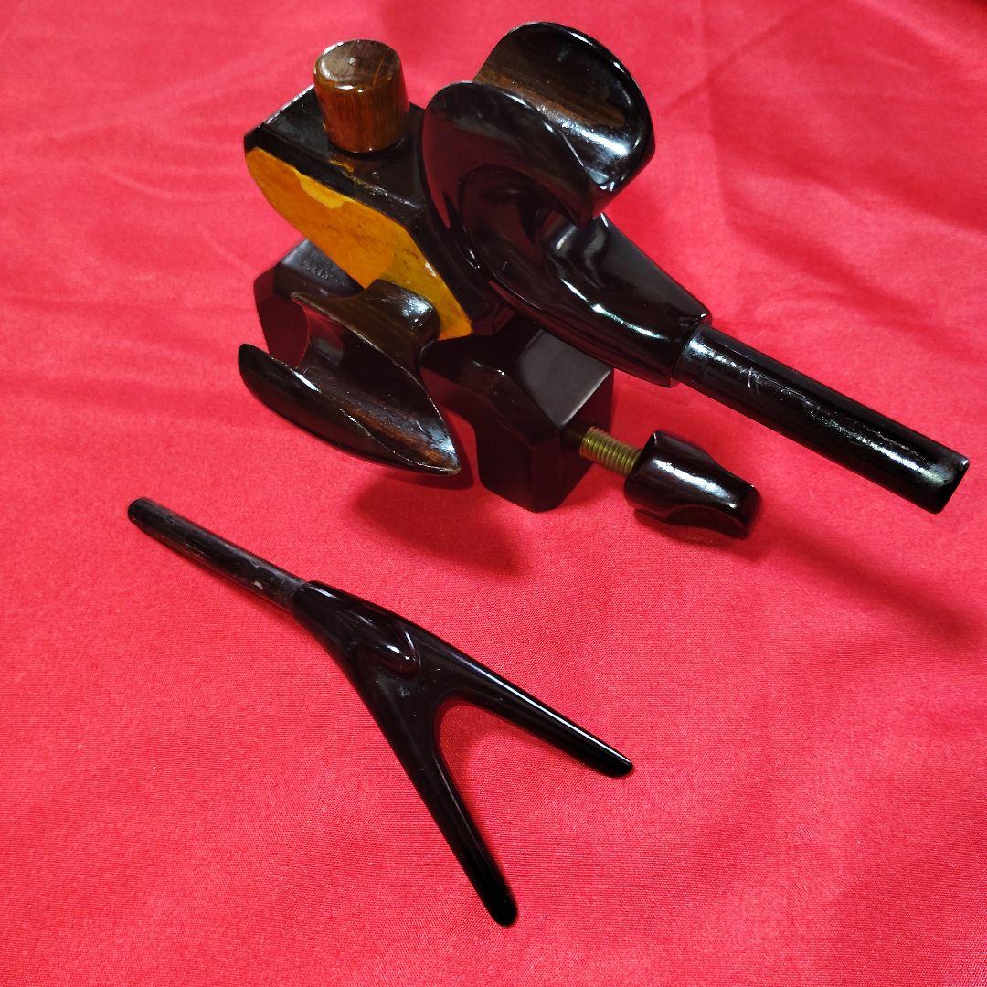 ヘラブナ万力★黒檀欅大砲型万力☆竿枕☆竿置き部左右変更可能です★166