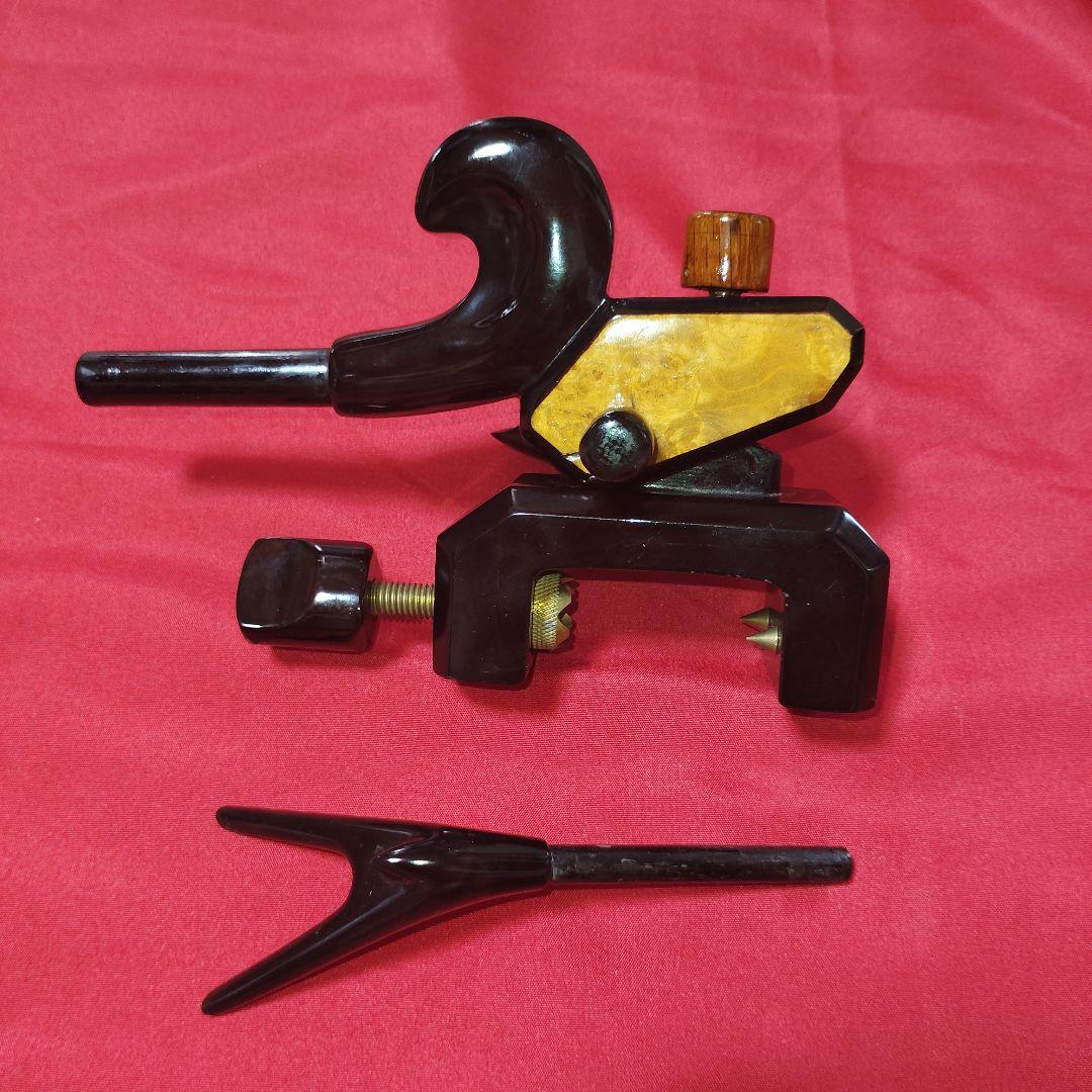 ヘラブナ万力★黒檀欅大砲型万力☆竿枕☆竿置き部左右変更可能です★166