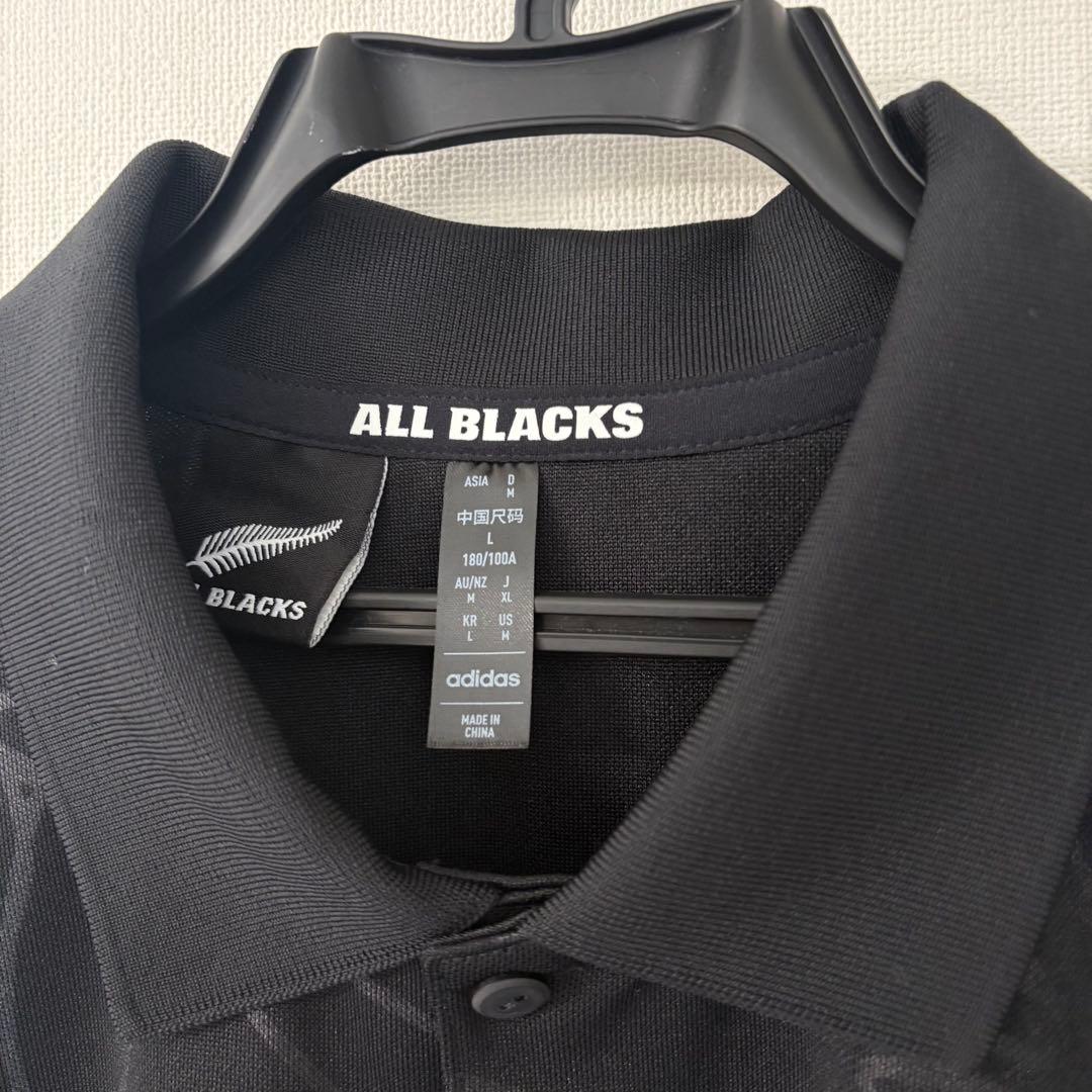 美品 adidas ALL BLACKS ラガーポロシャツ ブラック Lサイズ