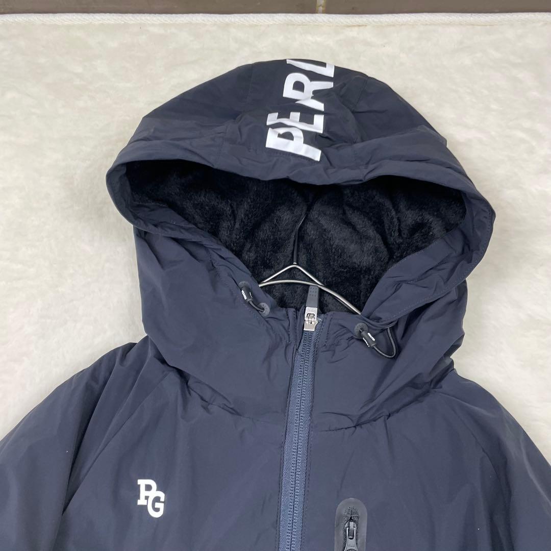 美品　Pearly Gates フリースライニング フード付ジャケット ネイビー