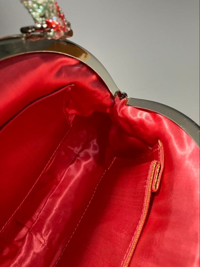 貴重 総ビーズバッグ 花柄 ぷっくり 和装バッグ