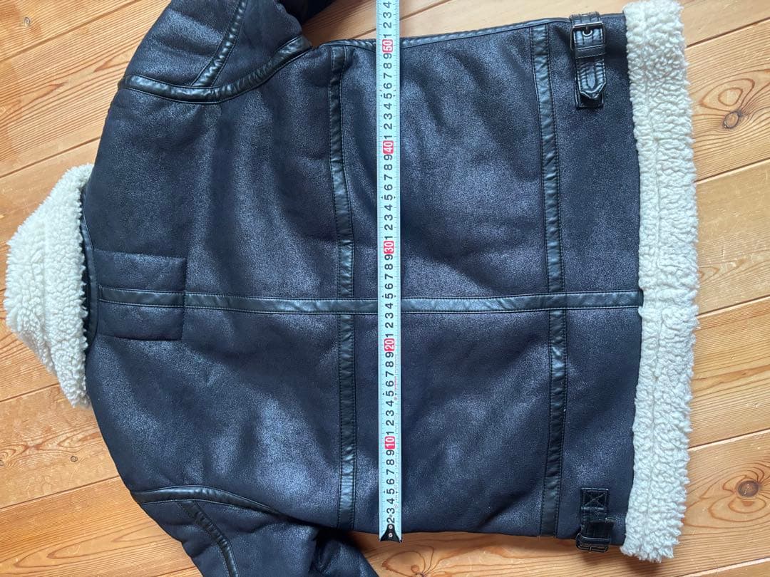 ま*お様 alpha フェイクレザームートンジャケット ボア襟付き