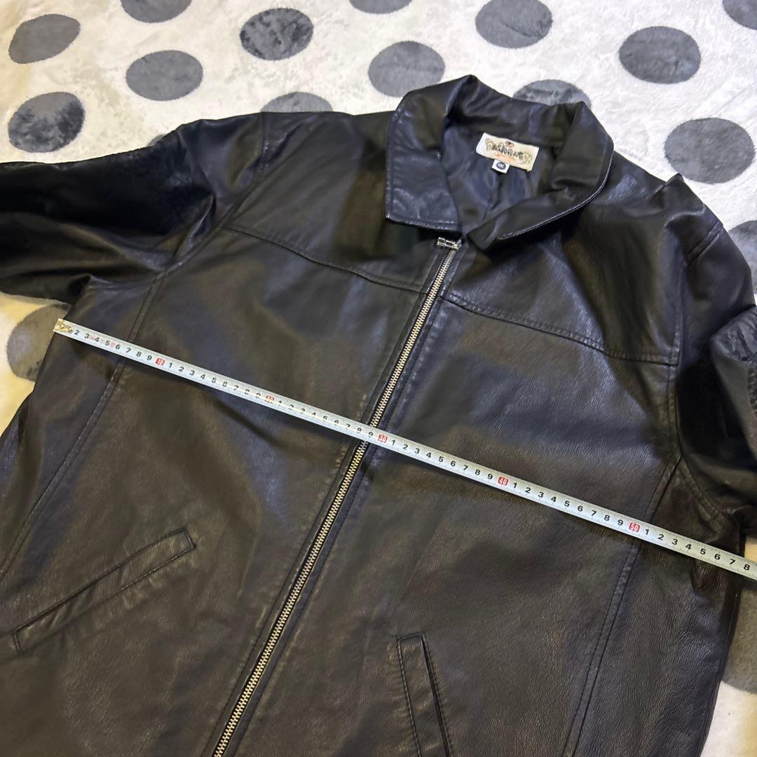 【XXL】絡繰魂　ドラゴン刺繍　黒　レザージャケット 双竜　和柄　本革　豚革