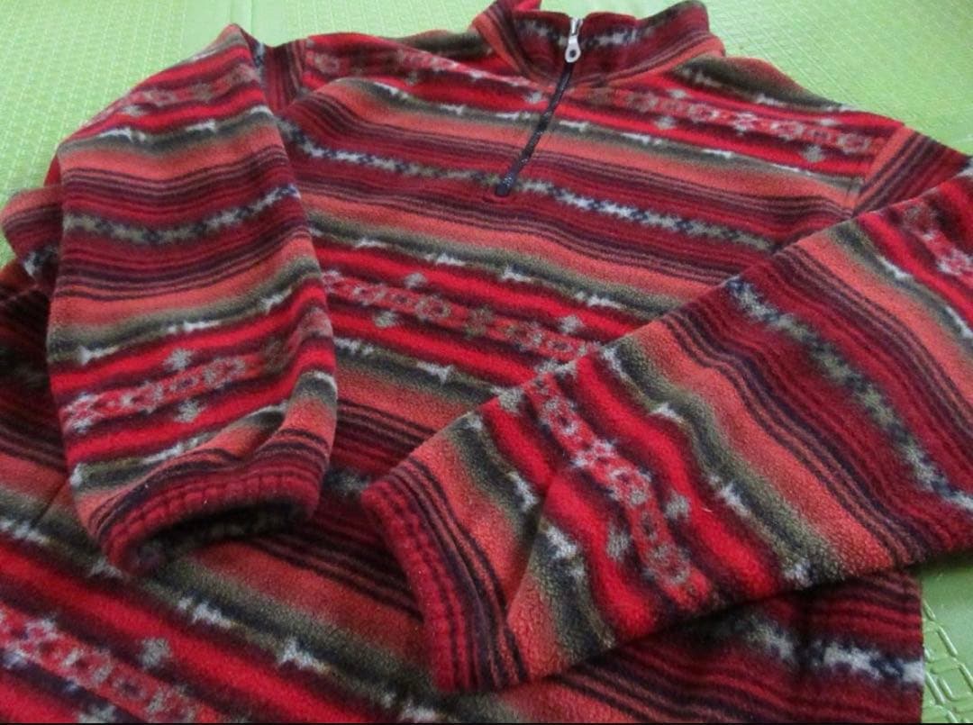 ★美品ランズエンド'90s【usa製】ネイティブ総柄フリースジャケットM