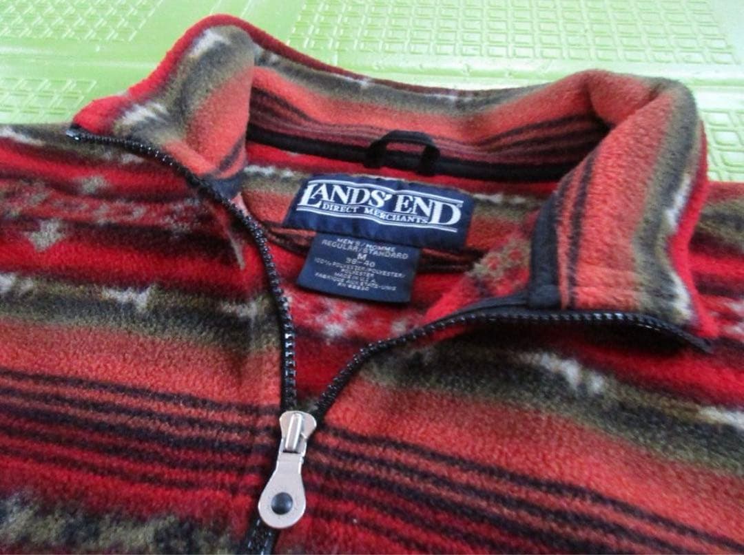 ★美品ランズエンド'90s【usa製】ネイティブ総柄フリースジャケットM